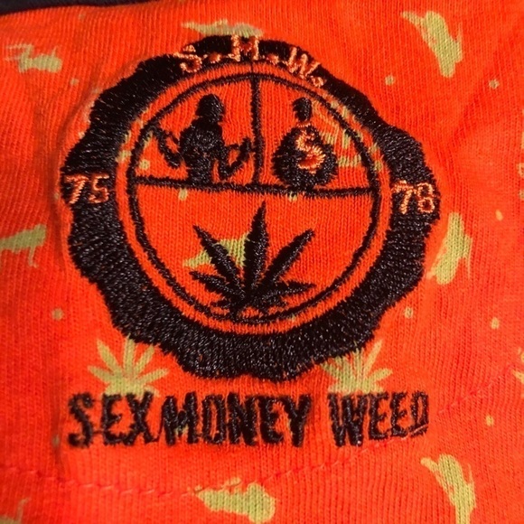 Sex Money Weed Orange 420 Tank Top Muscle Shirt Mens Small Zip Pocket - Picture 5 of 10